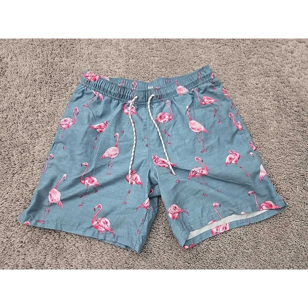 Goodfellow & Co Swim Shorts Mens M Blue‎ Pink Flamingo Inseam:7